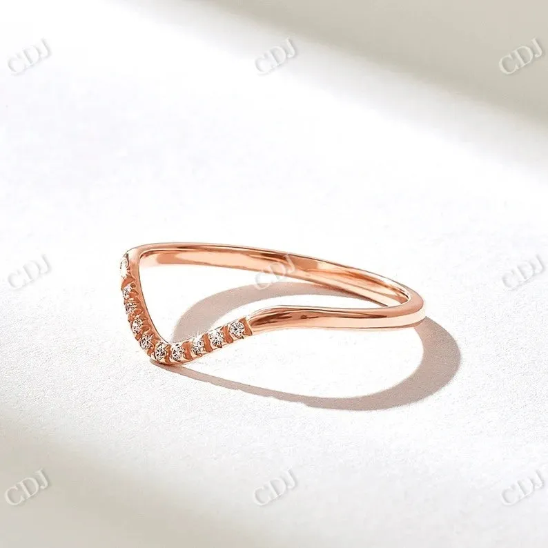 0.09CTW Round Chevron Curved Wedding Band