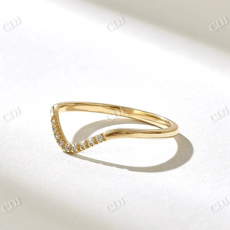 0.09CTW Round Chevron Curved Wedding Band