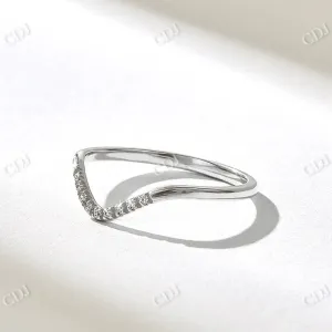 0.09CTW Round Chevron Curved Wedding Band