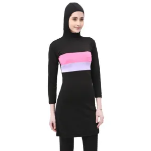 2Pcs Women Stripe Printed Muslim Swimwear Plus Size Swimsuit Swim Sport Burkinis S - 5XL