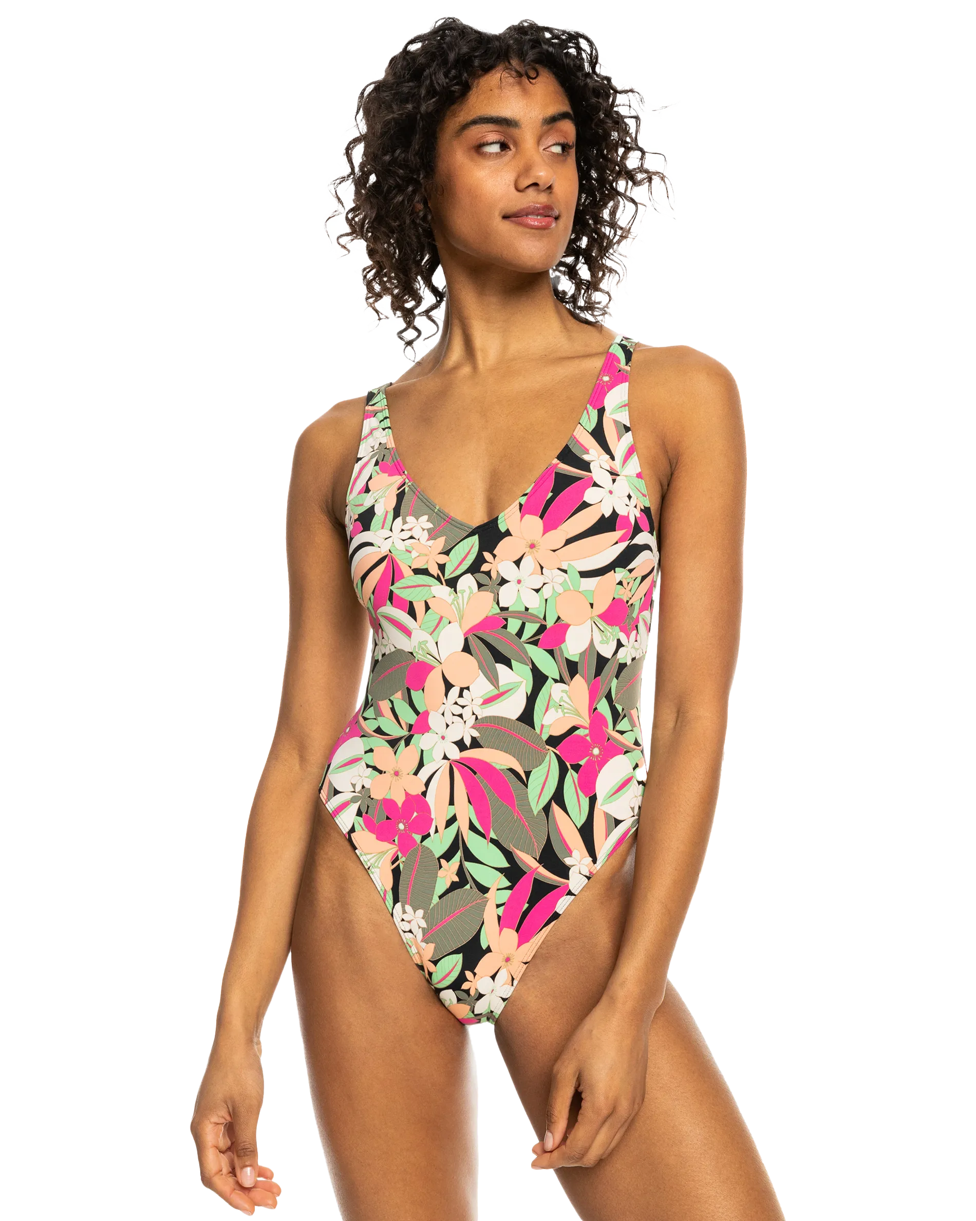 Beach Classics One Piece Swimsuit in Anthracite Palm Song