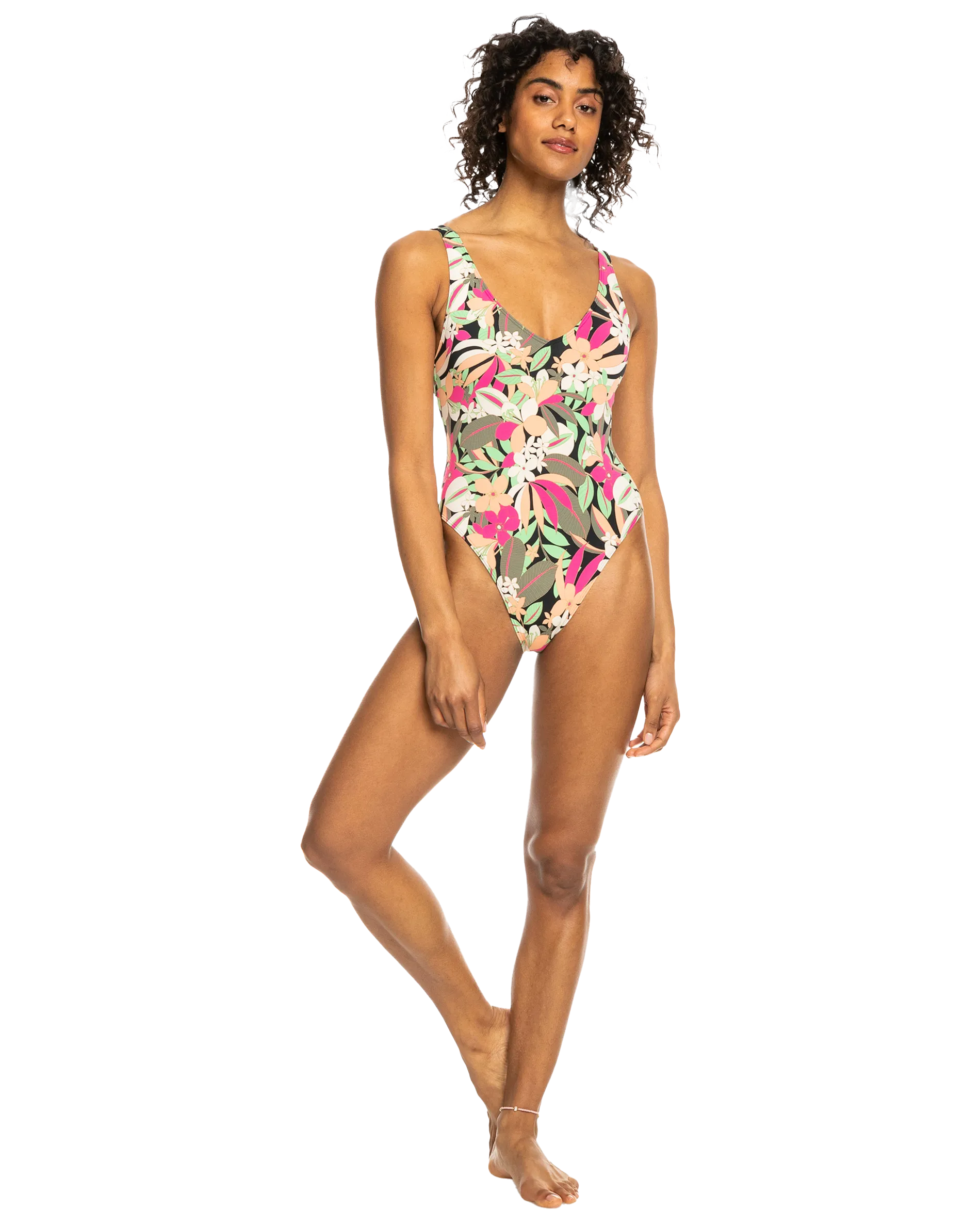 Beach Classics One Piece Swimsuit in Anthracite Palm Song