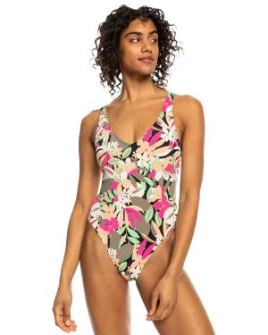 Beach Classics One Piece Swimsuit in Anthracite Palm Song