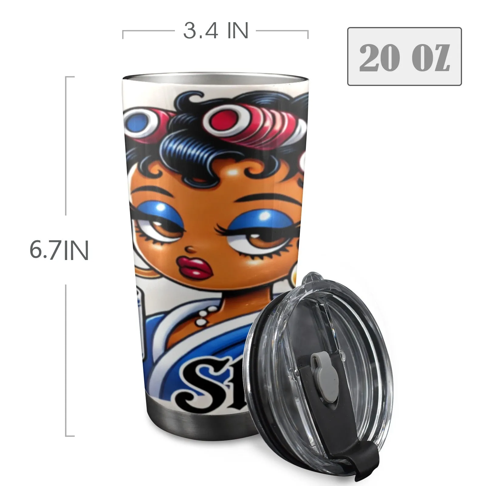 Betty Boop 20 oz Insulated Tumbler – 'Rise and Shine' with Heart Cup Design