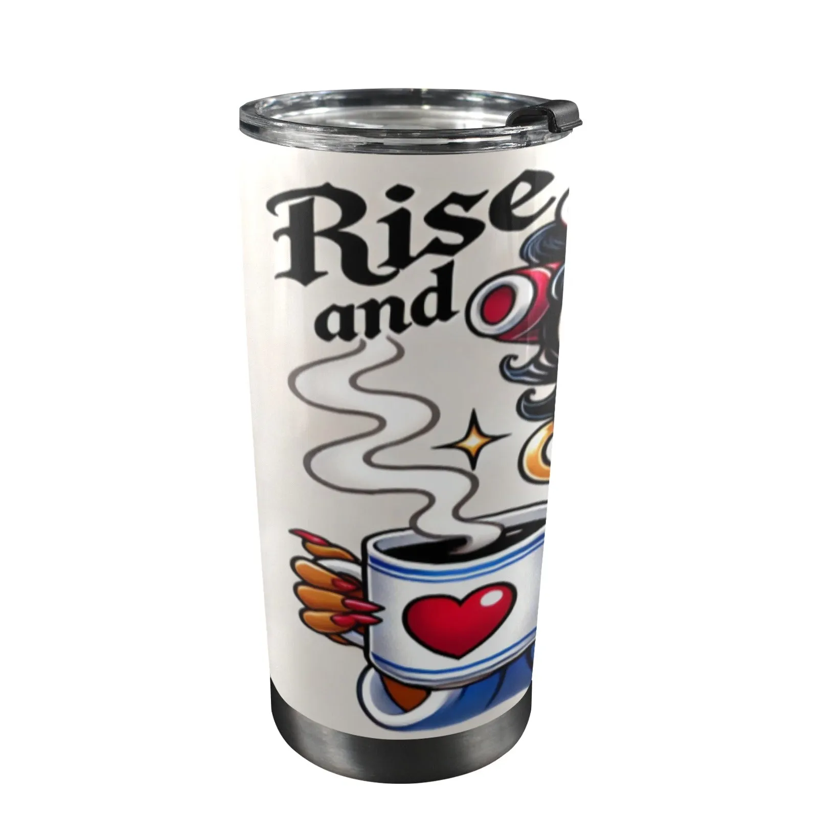 Betty Boop 20 oz Insulated Tumbler – 'Rise and Shine' with Heart Cup Design