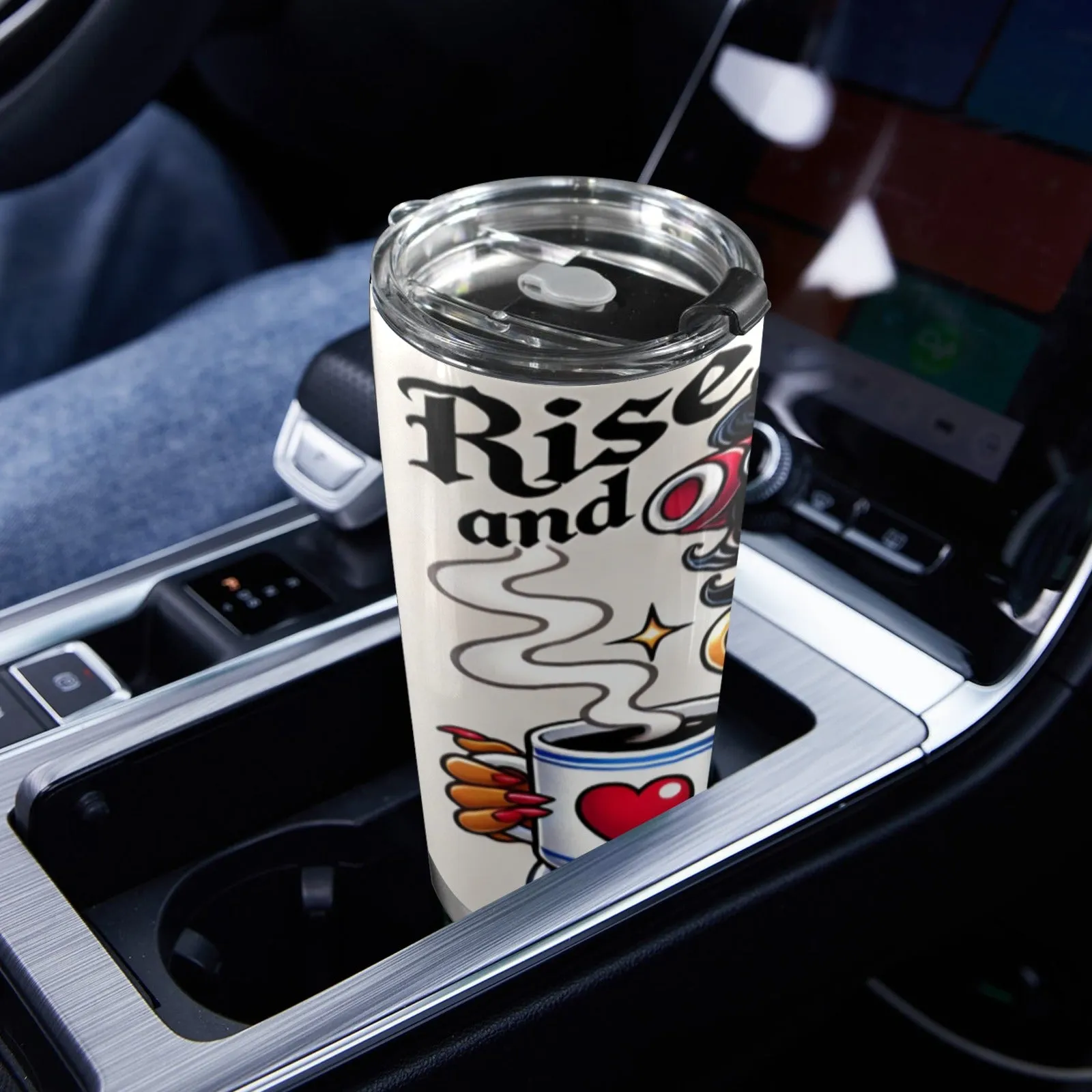 Betty Boop 20 oz Insulated Tumbler – 'Rise and Shine' with Heart Cup Design