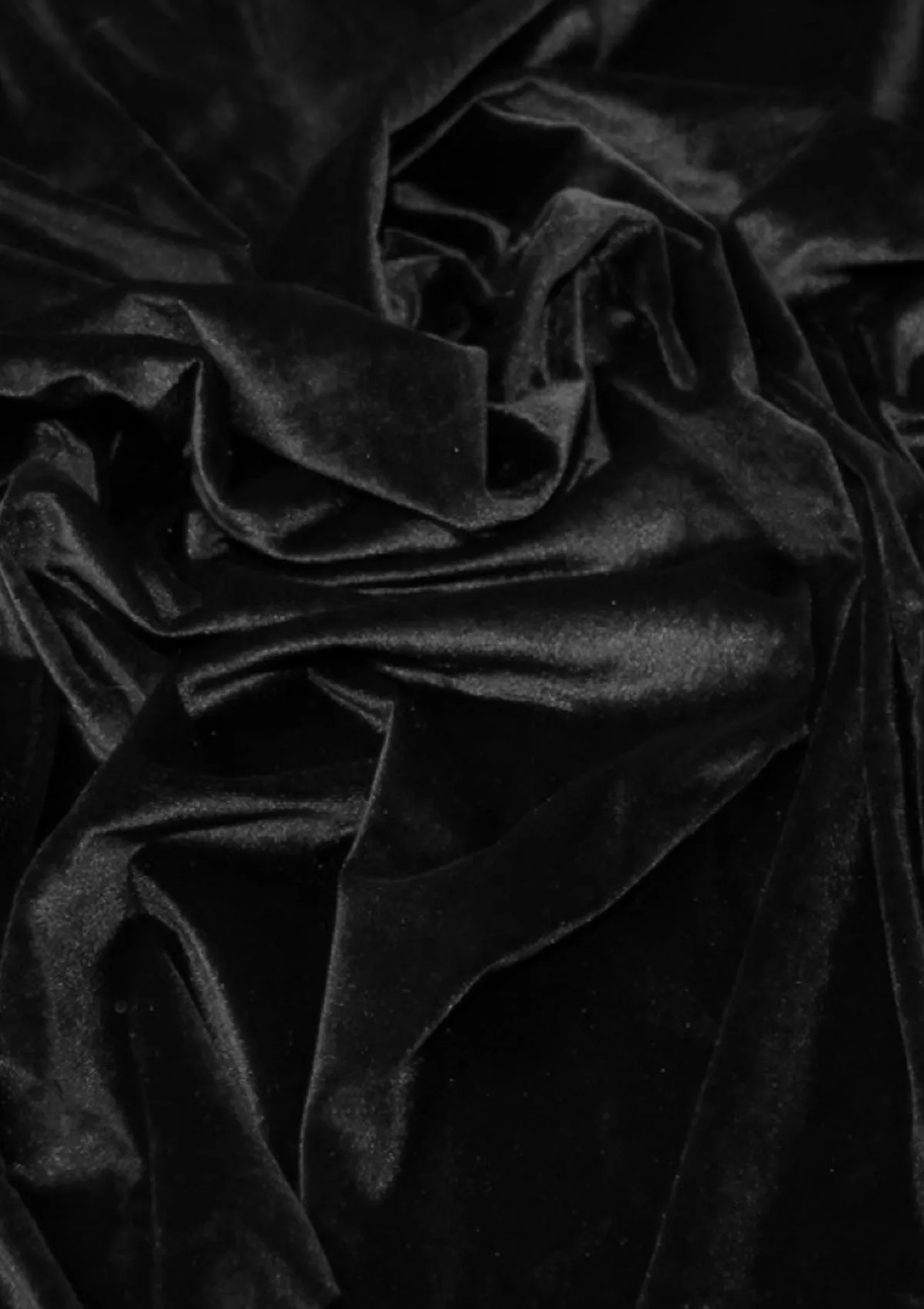 Black Premium Velvet Gloss Finish Fabric 1-Way Stretch 60" for Soft Furnishing & Dress