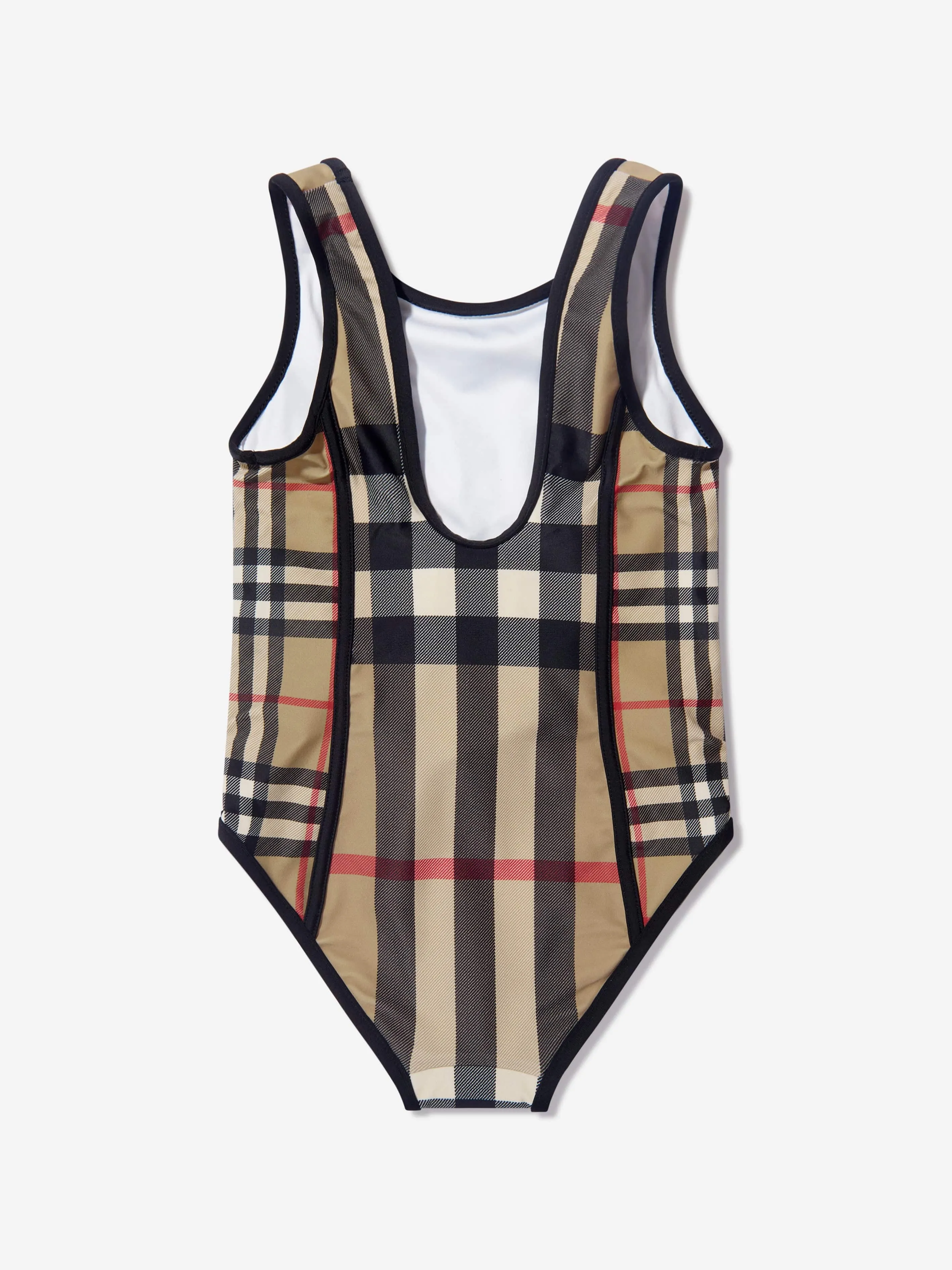 Burberry Girls Nigella Check Swimsuit in Beige