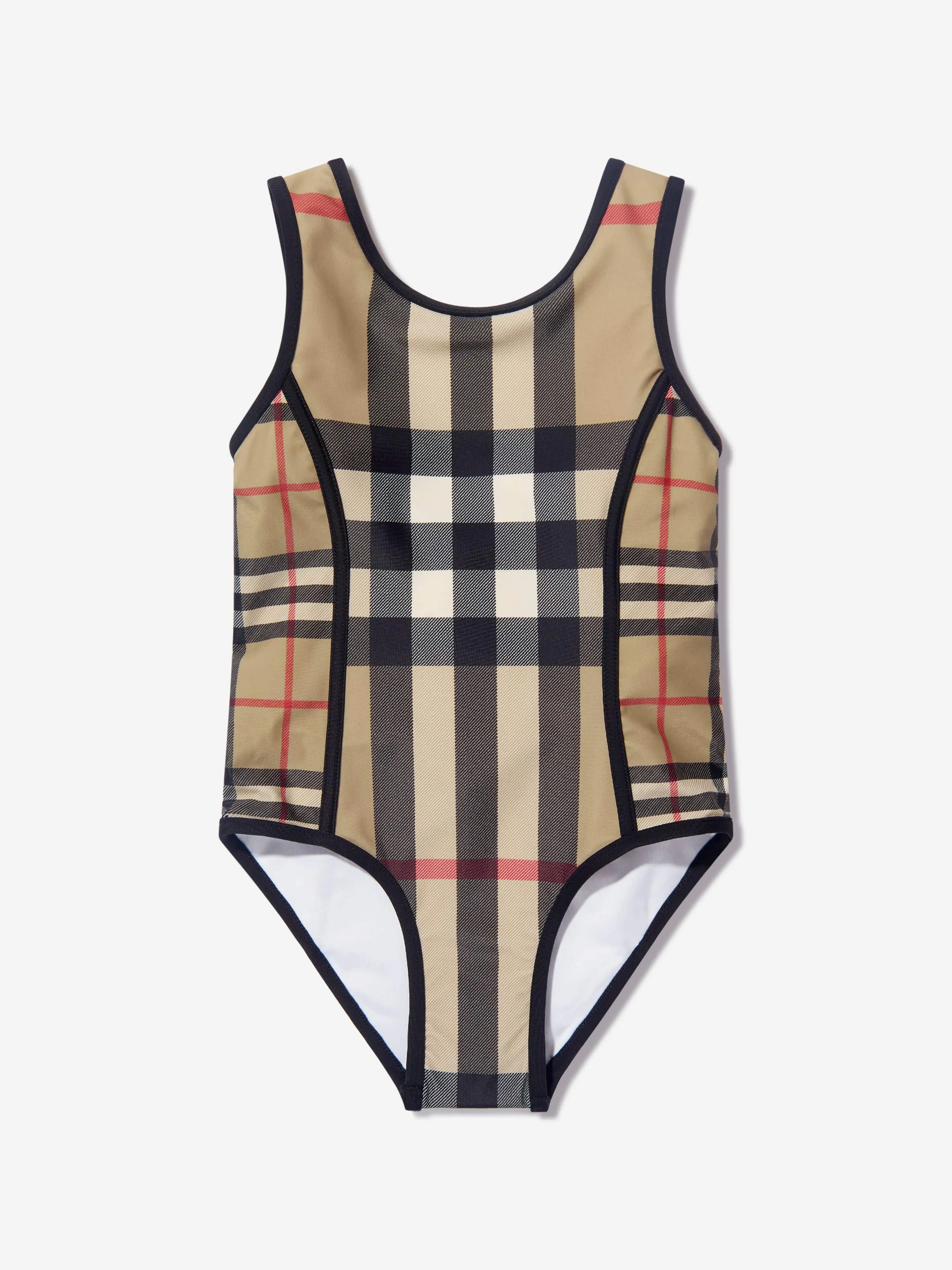 Burberry Girls Nigella Check Swimsuit in Beige