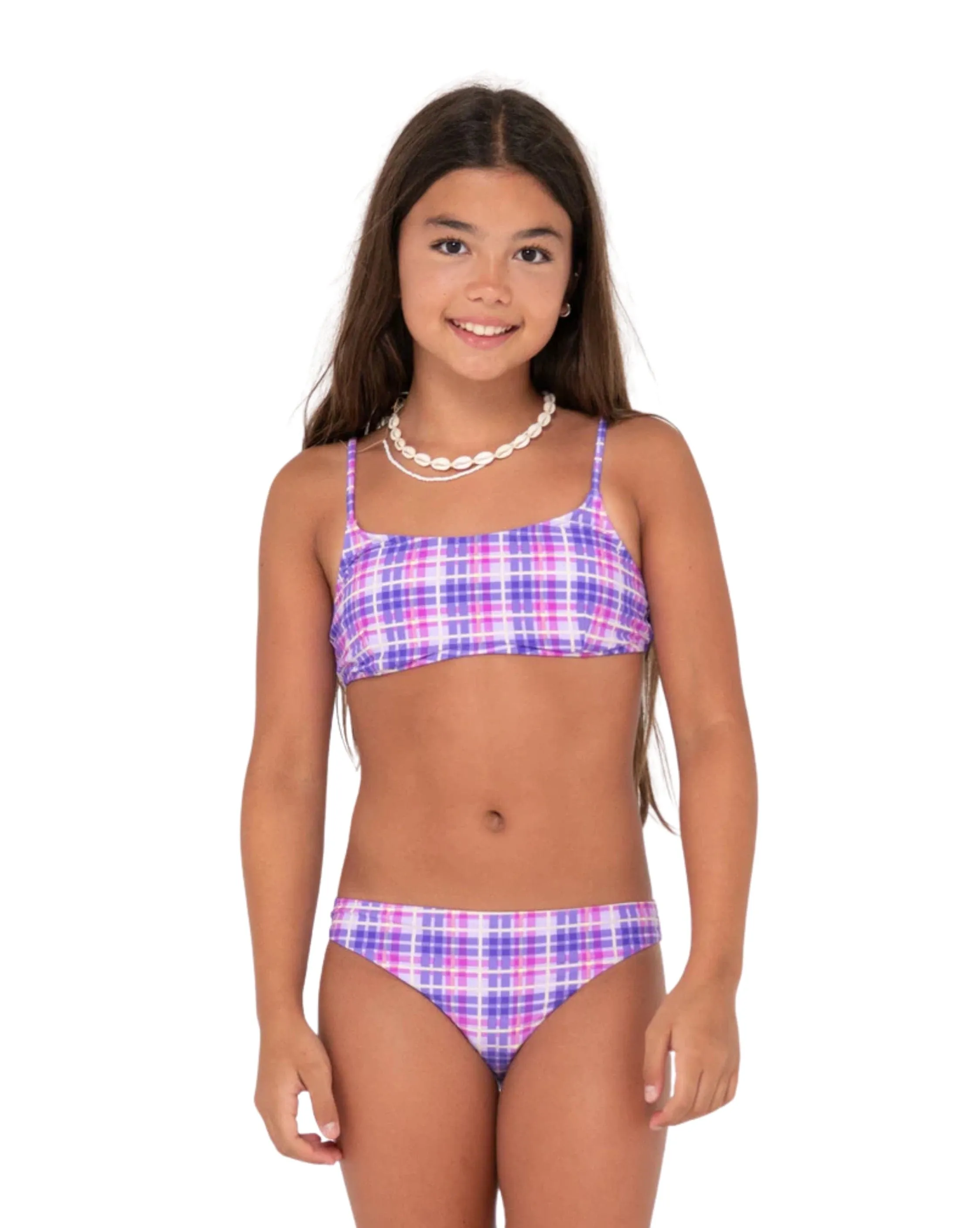 Checked Out Printed Bikini Set Girls