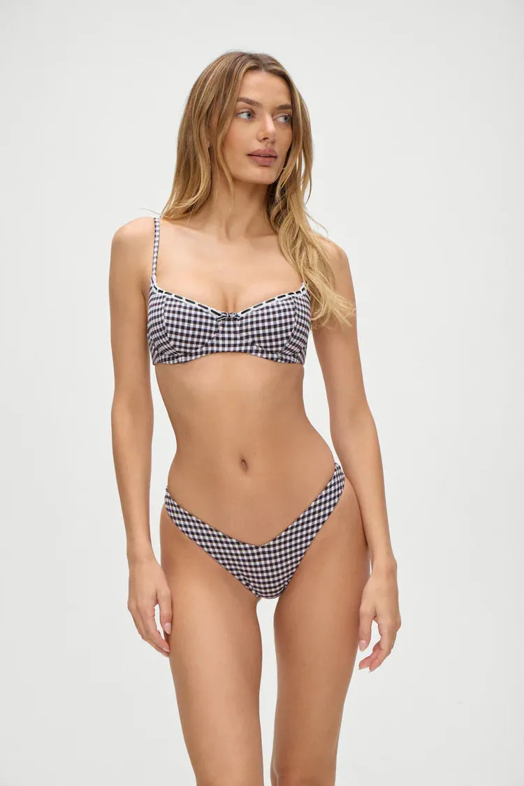 Cola Gingham Underwire Bikini Top ~ Blackberry Gingham