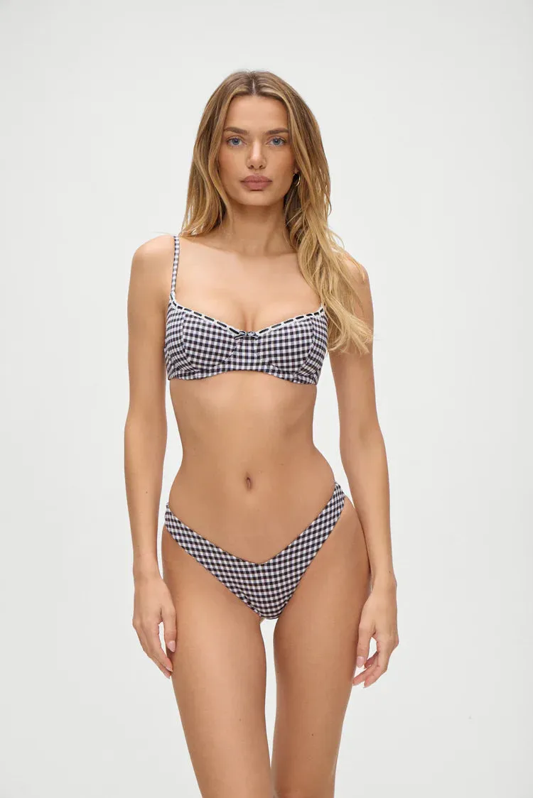 Cola Gingham Underwire Bikini Top ~ Blackberry Gingham