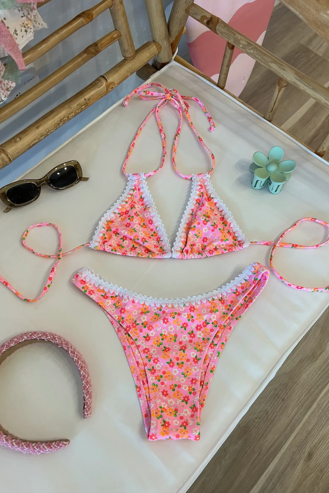 Crochet Cheeky Bikini Bottom in Frangipani Fever