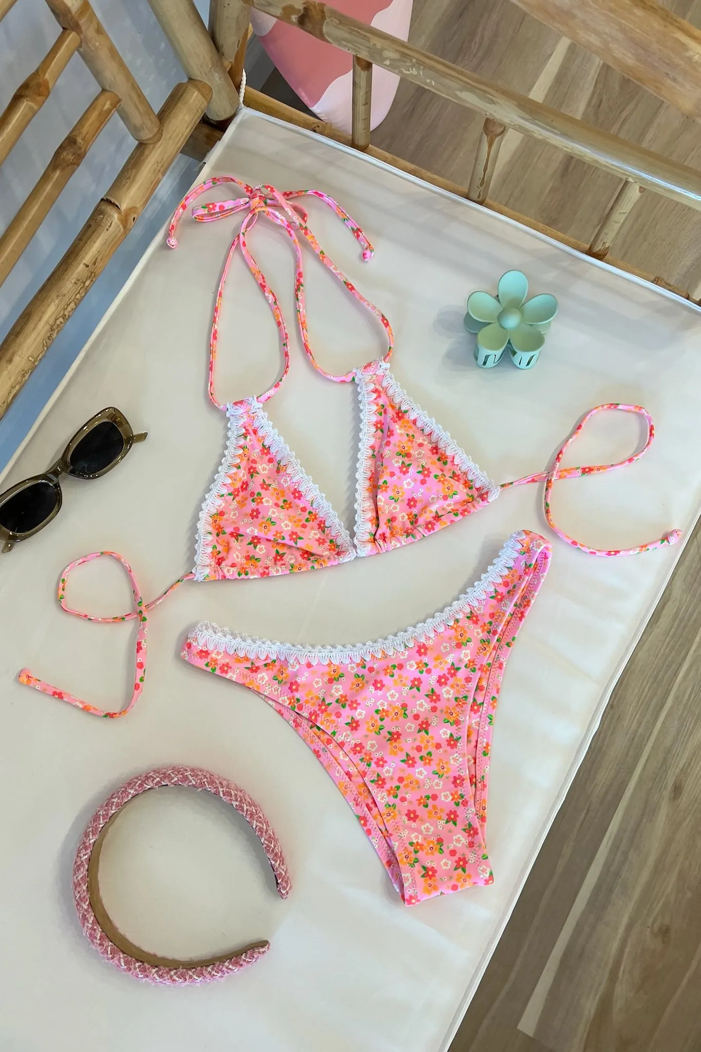 Crochet Cheeky Bikini Bottom in Frangipani Fever