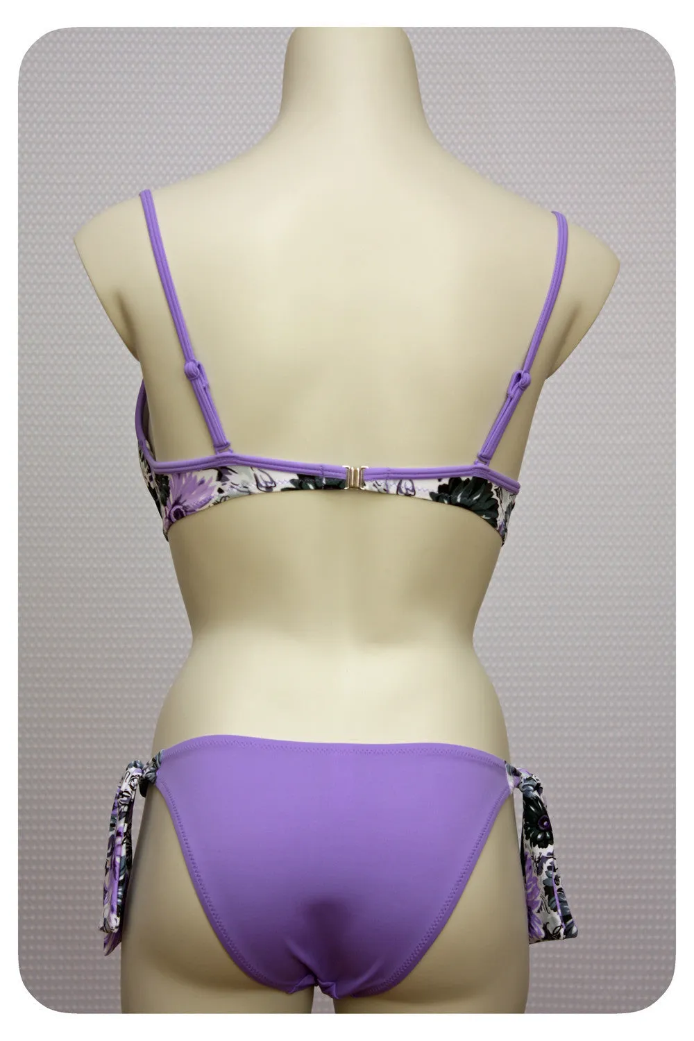 Daisy Print Purple Floral Bikini Set