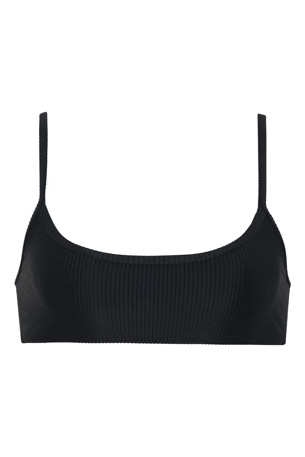 Dallas Ribbed Bralette Bikini Top - Black