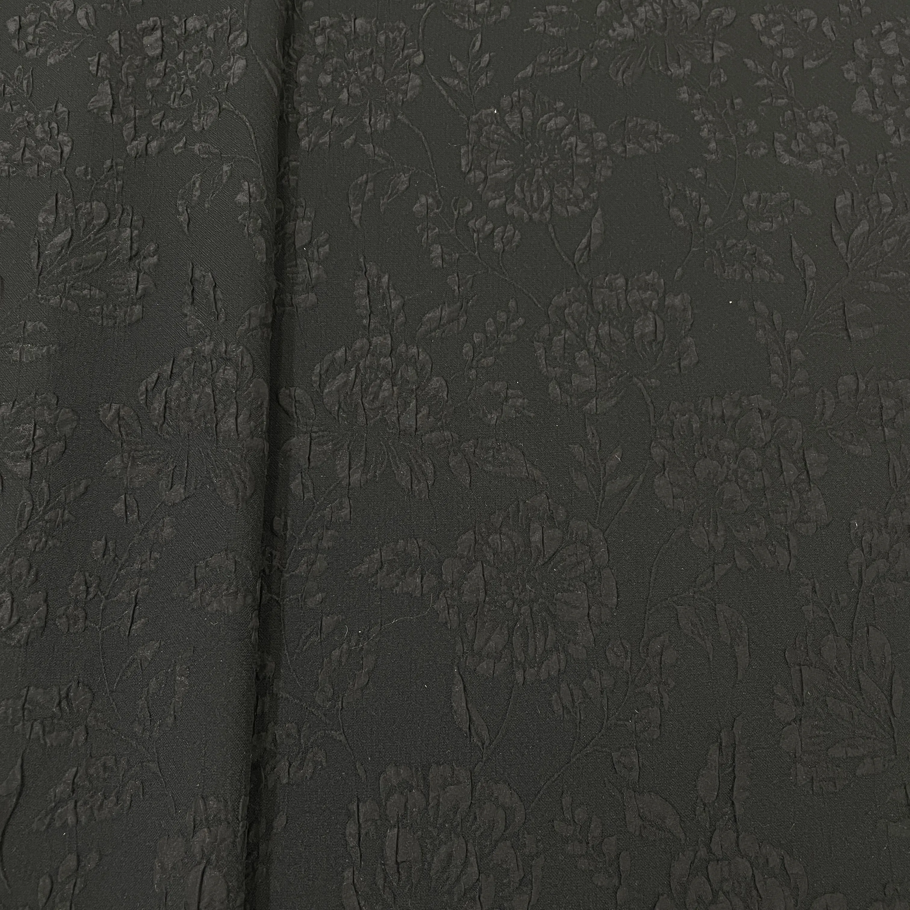 Exclusive Black Floral Embossed Knitted Lycra Fabric