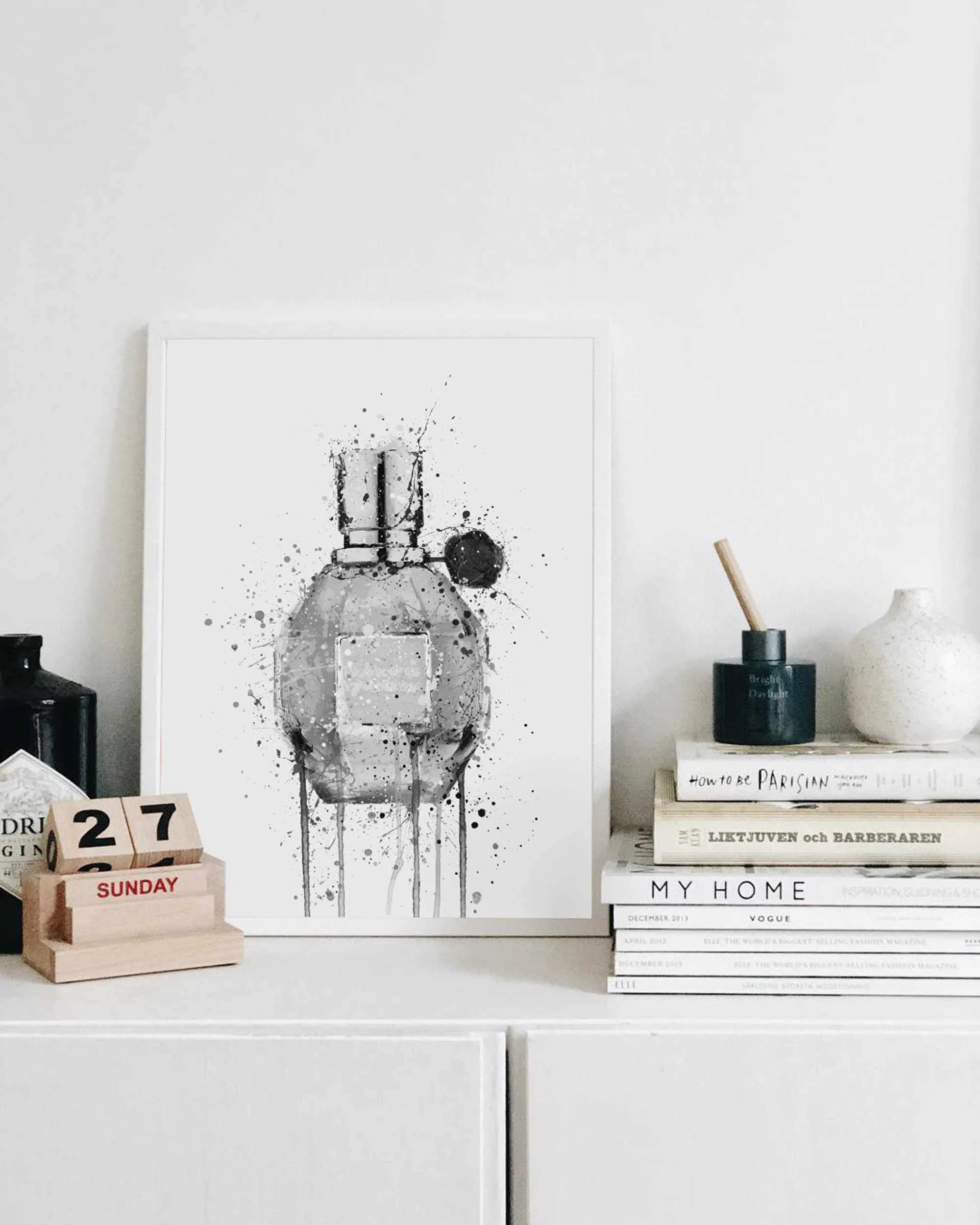 Fragrance Bottle Wall Art Print 'Miss Mauve' (Grey Edition)