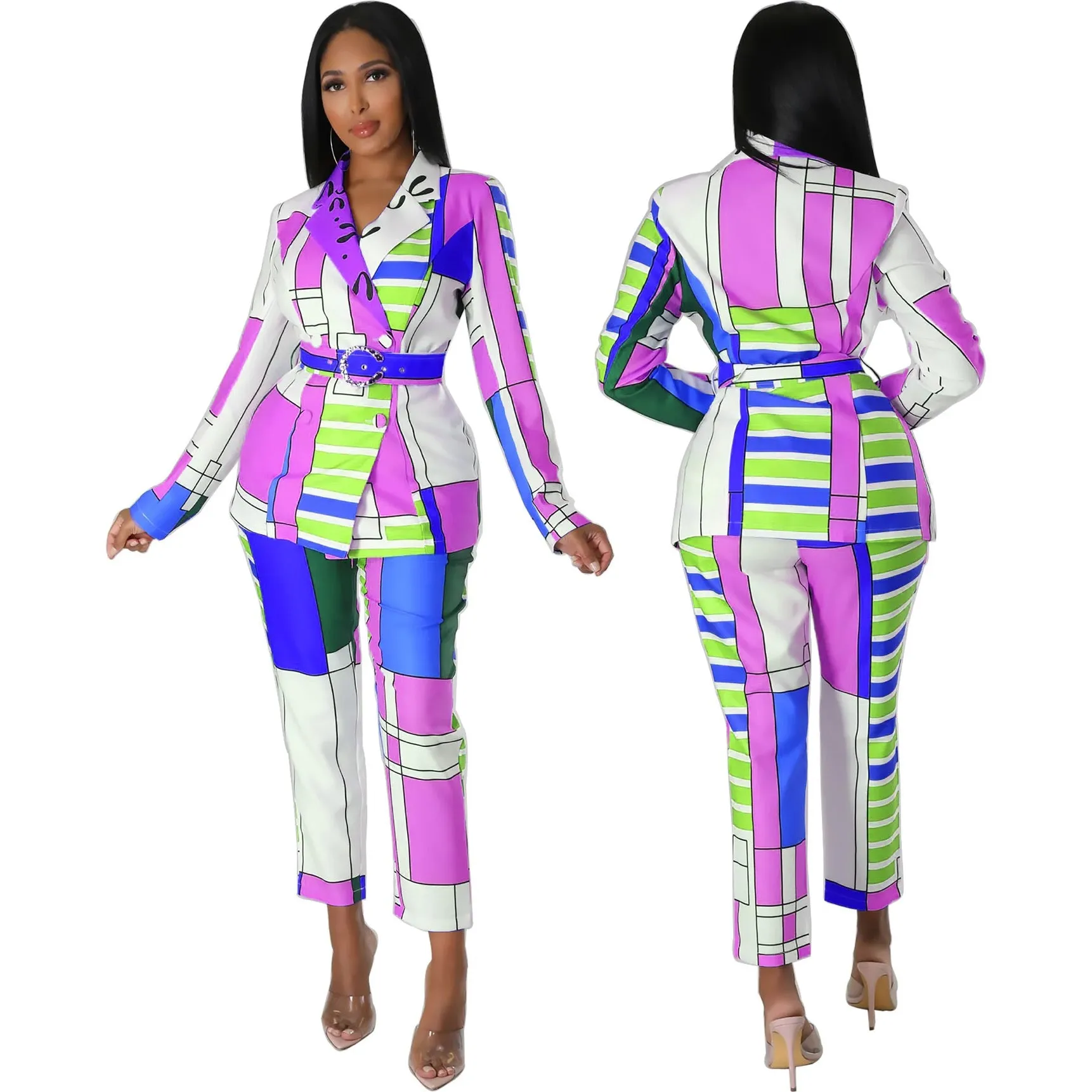 Full Of Color Blazer Pants Set