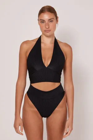 HADLEY MULTI WAY HALTER BIKINI TOP - BLACK