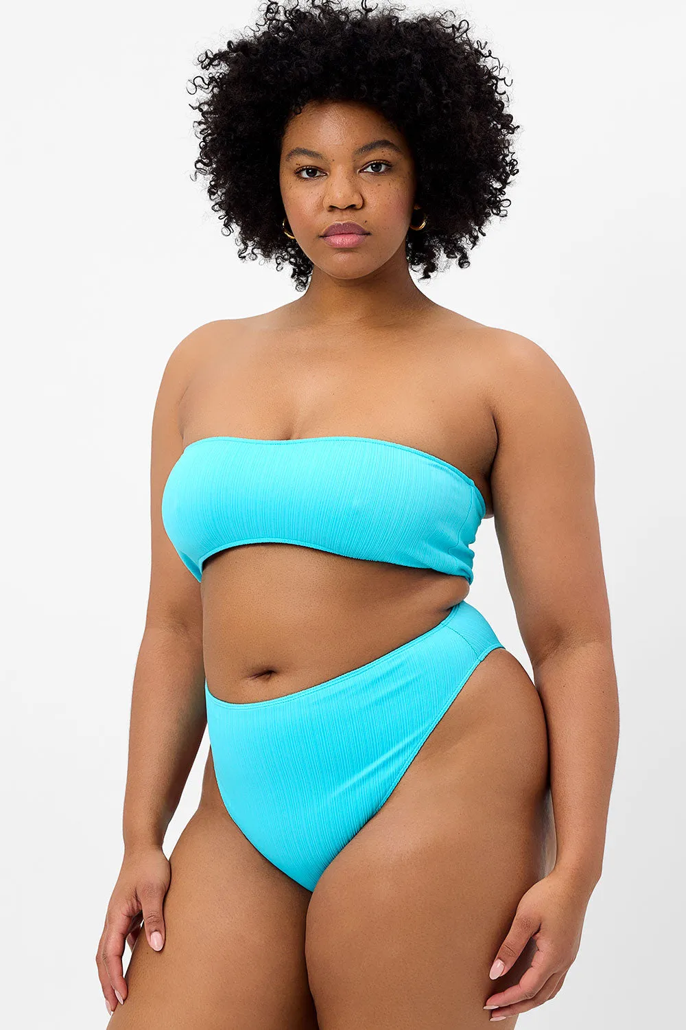 Jean Plissé Bandeau Bikini Top - Aquamarine