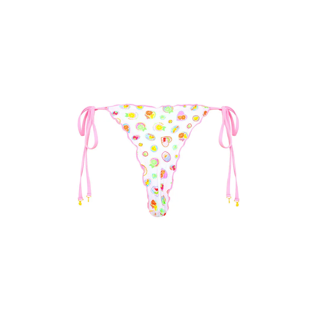 Lettuce Edge Thong Tie Bikini Bottom - Cutie Frutti