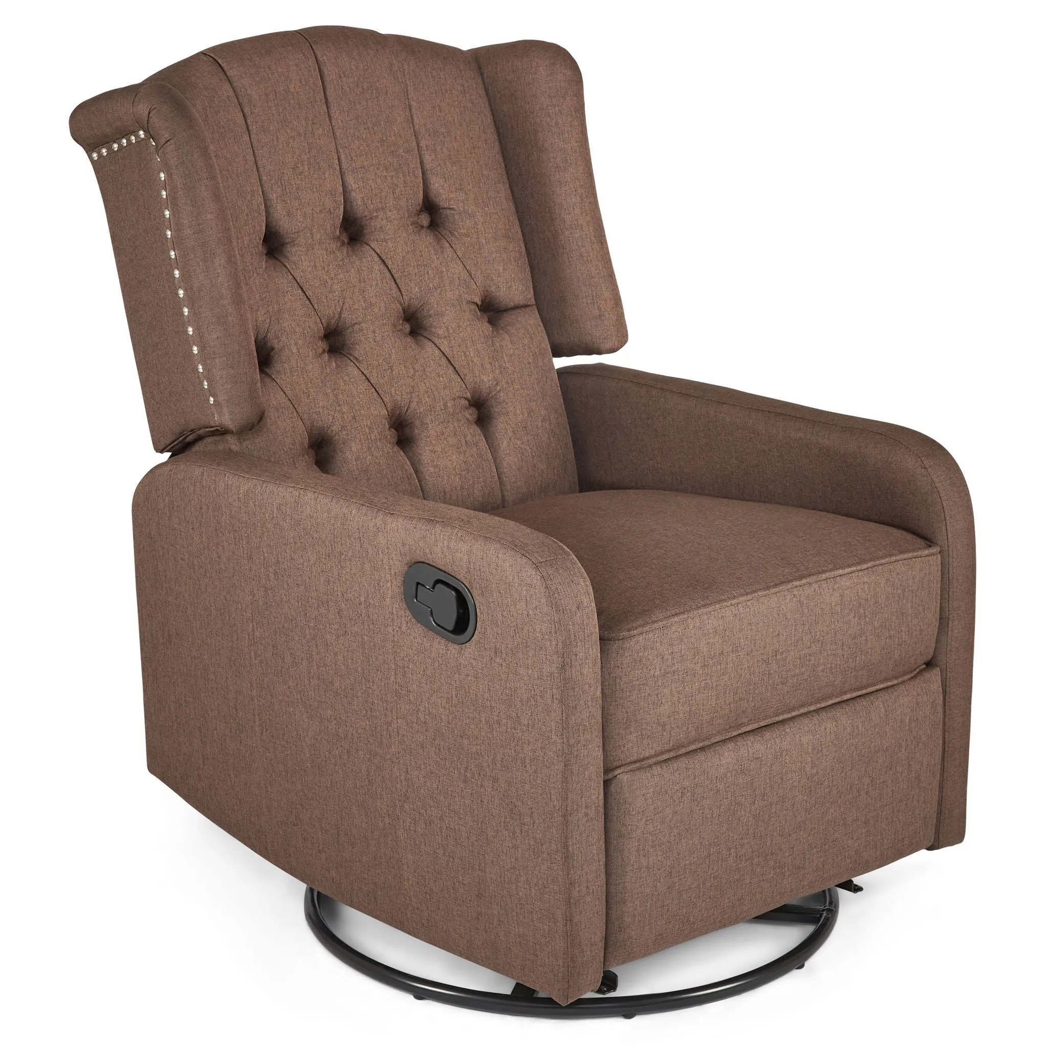 Manual Swivel Fabric Recliner Chair - Brown