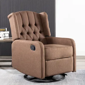 Manual Swivel Fabric Recliner Chair - Brown