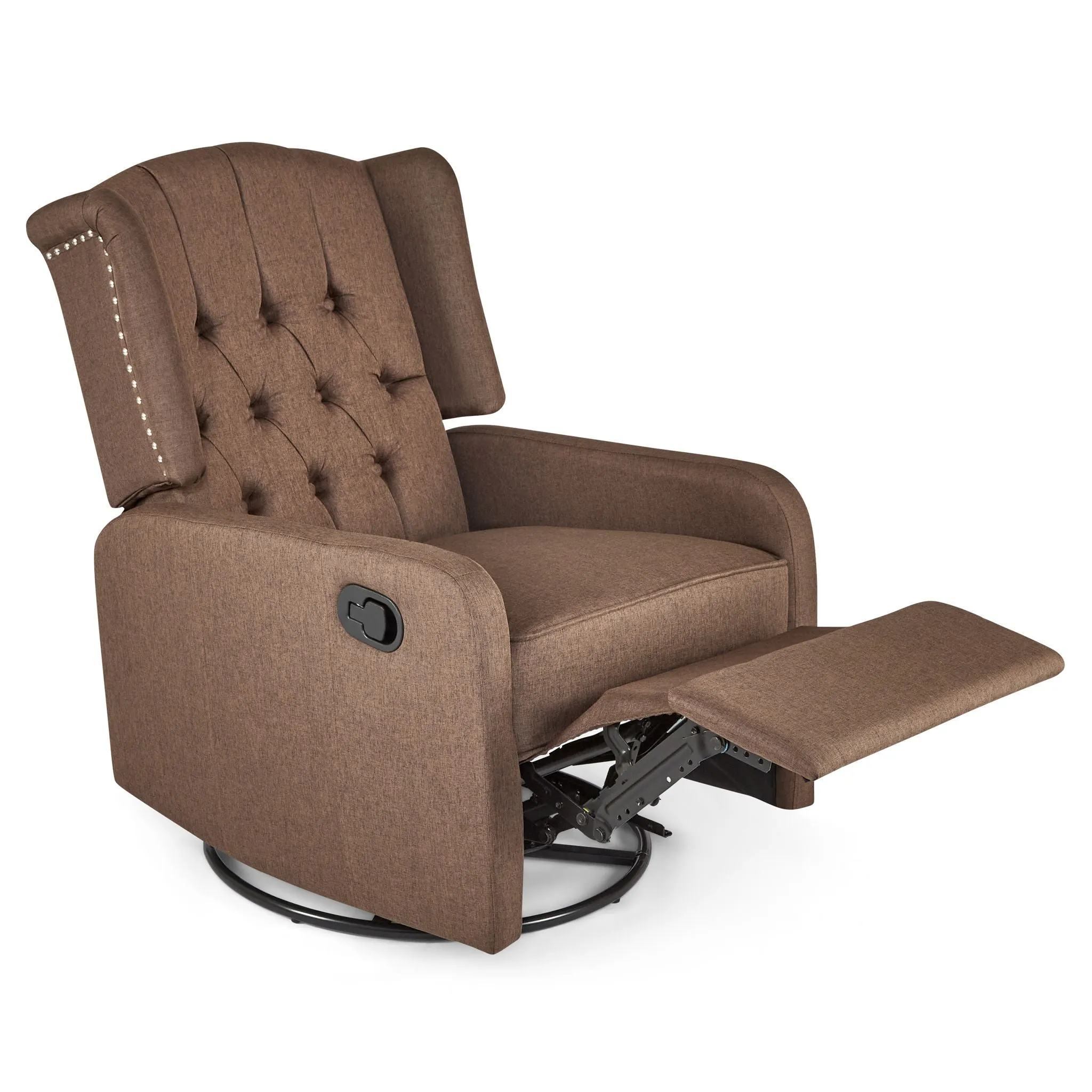 Manual Swivel Fabric Recliner Chair - Brown