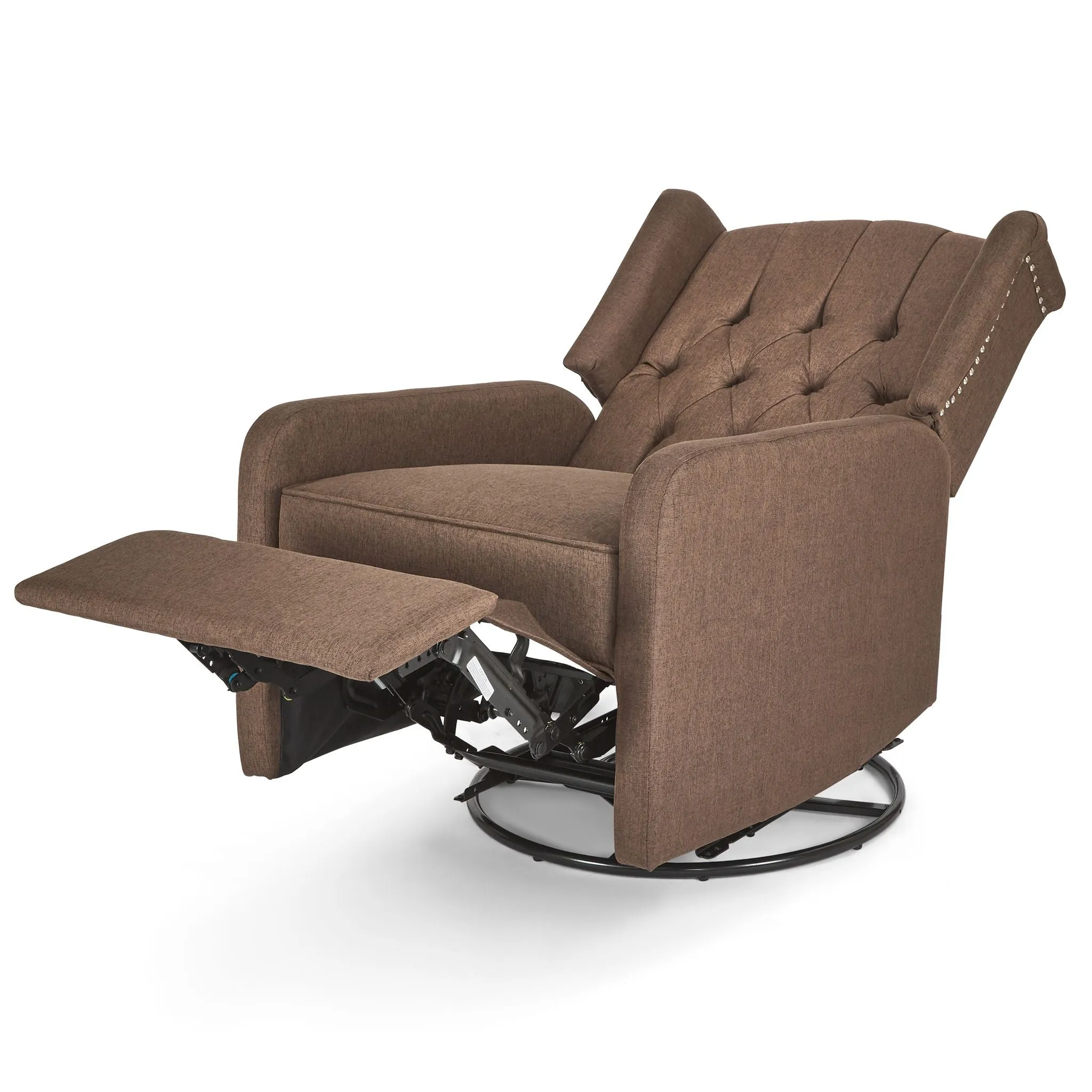 Manual Swivel Fabric Recliner Chair - Brown