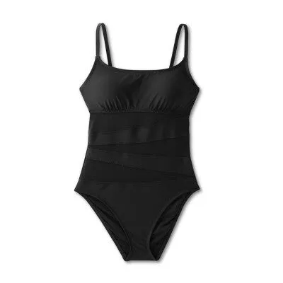 New - Shade & Shore Women's Mesh One Piece Swimsuit Bathing Suit