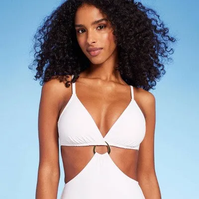 New - Shade & Shore Women's Ring Front Monokini Cheeky One Piece Swimsuit, White XL