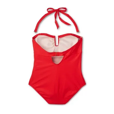 New - Women's U-Wire Full  Coverage One Piece Swimsuit - Kona Sol Red 17