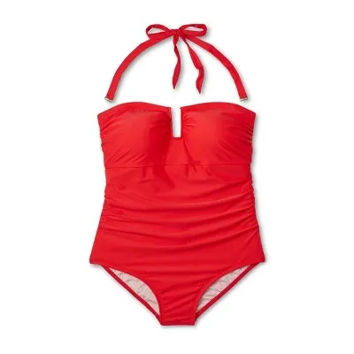 New - Women's U-Wire Full  Coverage One Piece Swimsuit - Kona Sol Red 17