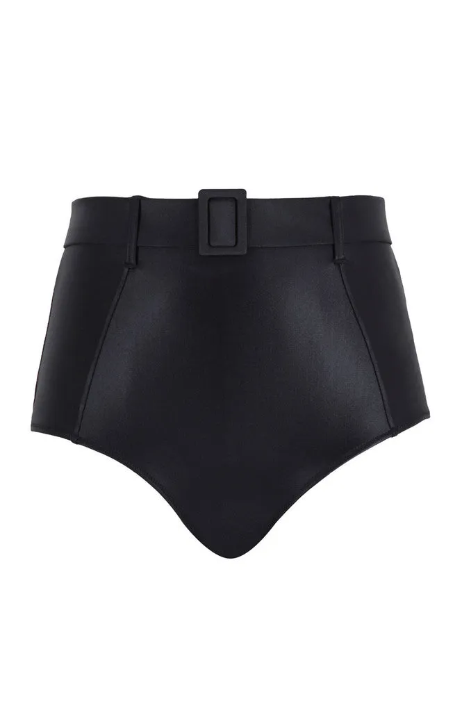 Obsidian High Waist Belted Brief In Black - Panache