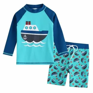 Ocean Boat Long Sleeve Swimsuit Set