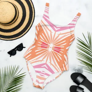 One-Piece Swimsuit Peachy Coral Reef Elegance