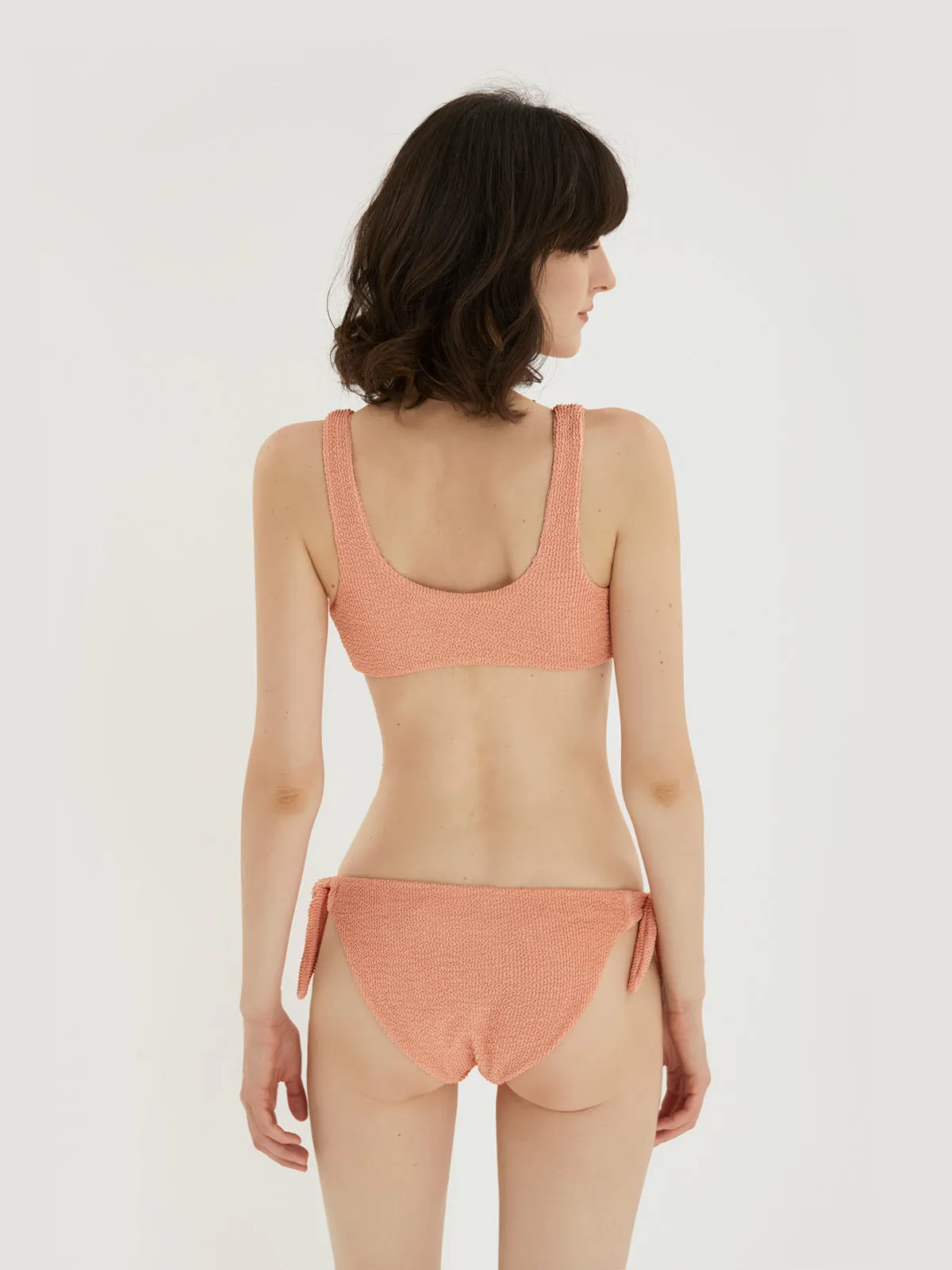 Pastel Collection Coral Orange 2-Piece Bikini with Ribbon Accents