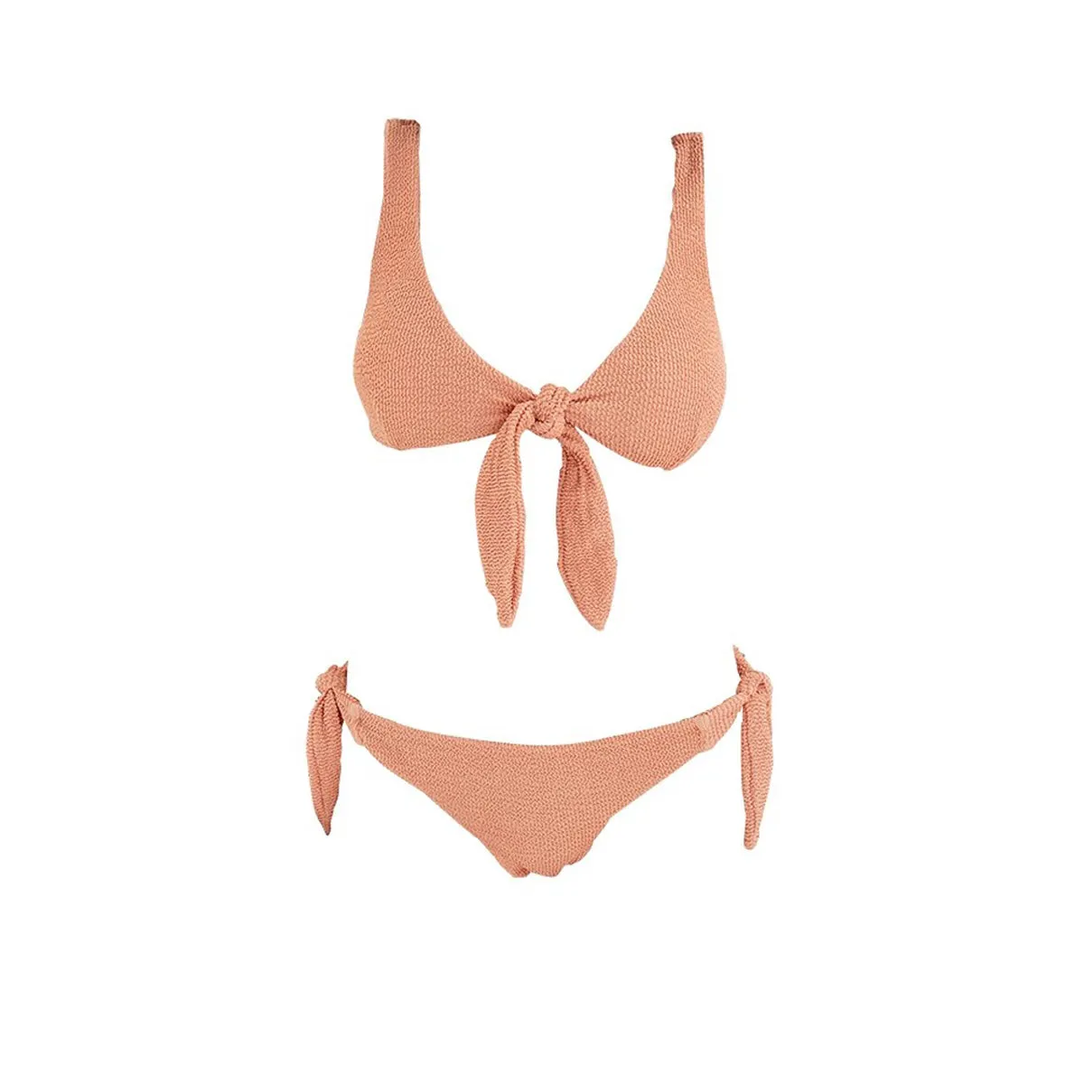 Pastel Collection Coral Orange 2-Piece Bikini with Ribbon Accents