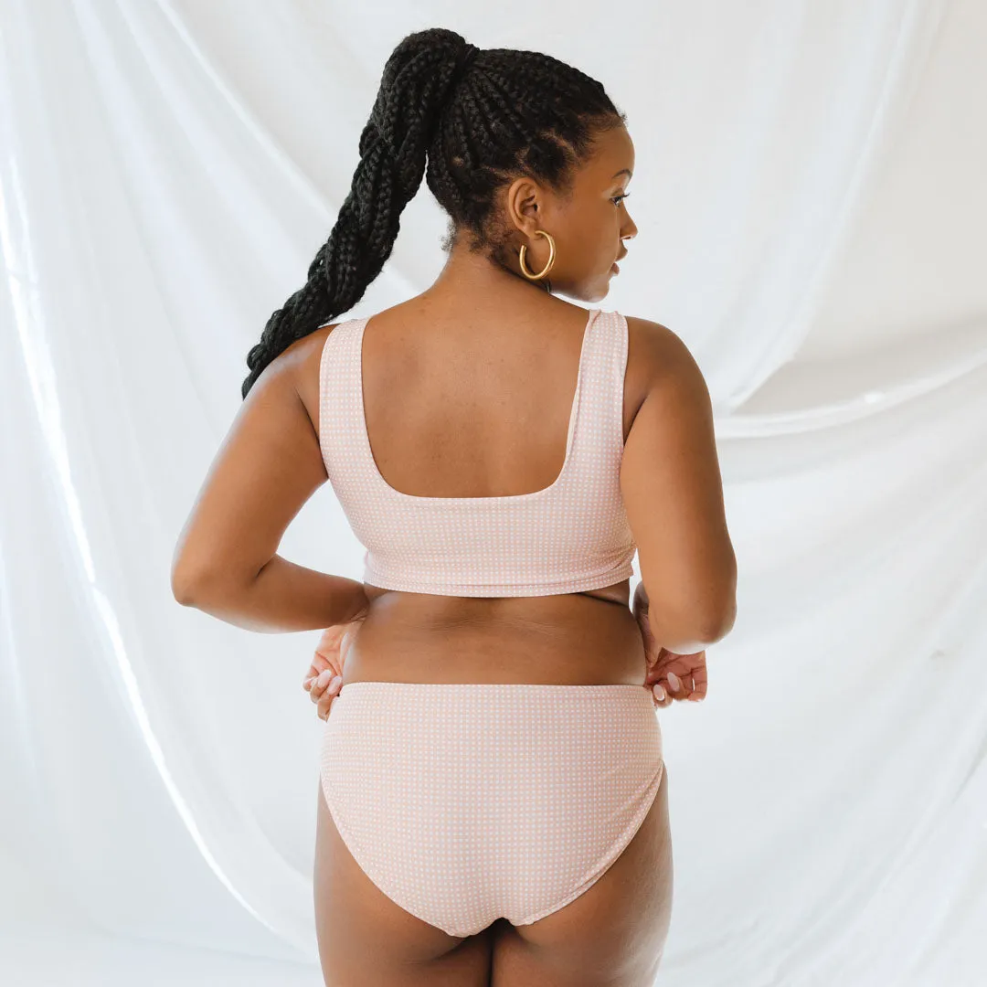 Pink Checkers Olivia Swim Crop