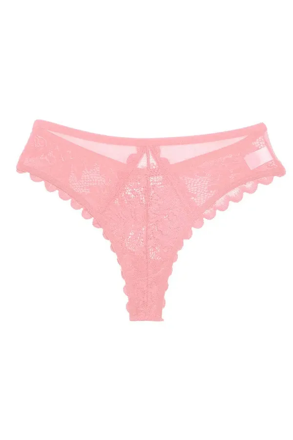 Pink Lace Back Cheeky Cut Bikini