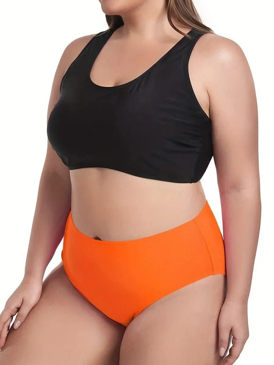 Plus Size Women's Two Piece Bikini & T-Shirt Swimwear