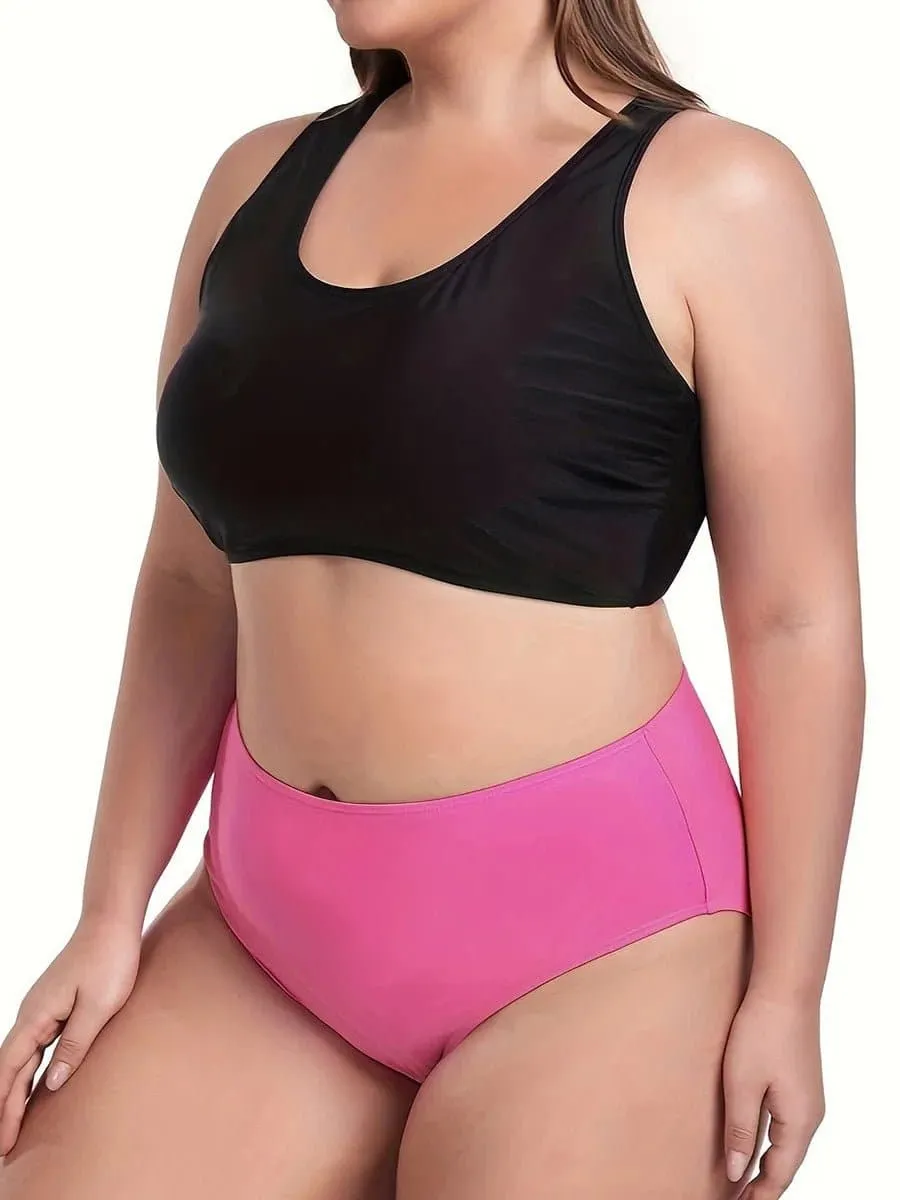 Plus Size Women's Two Piece Bikini & T-Shirt Swimwear