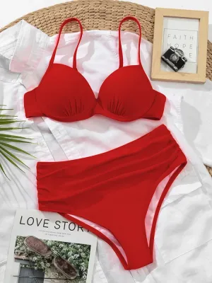 Sajiero Gloria Red Luxury Push Up Bikini Set