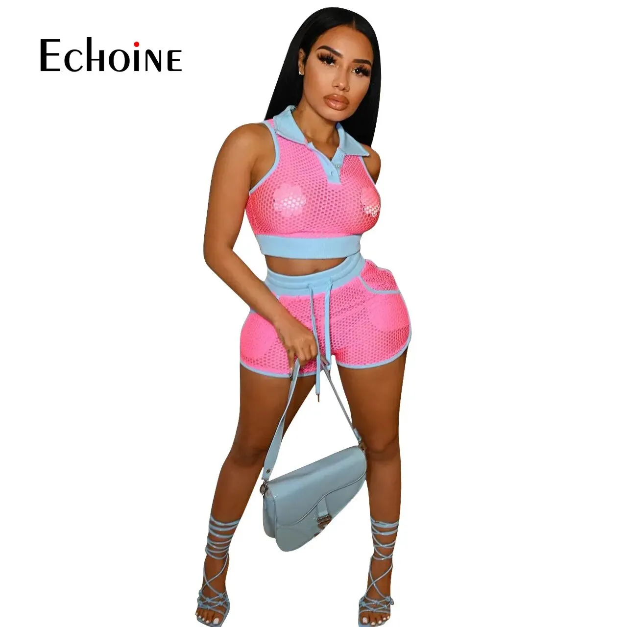 Sexy Mesh Vest Crop Tops & Shorts - Culture Heaven Special