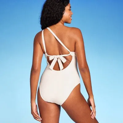 Shade & Shore Women's Plunge Asymmetrical One Piece Swimsuit One Shoulder