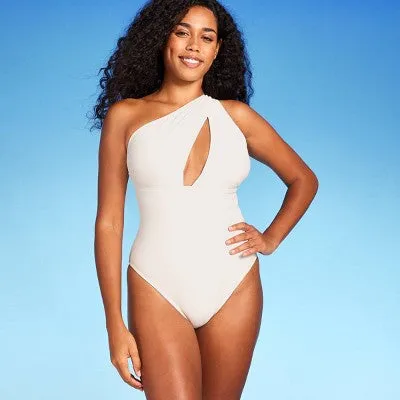 Shade & Shore Women's Plunge Asymmetrical One Piece Swimsuit One Shoulder