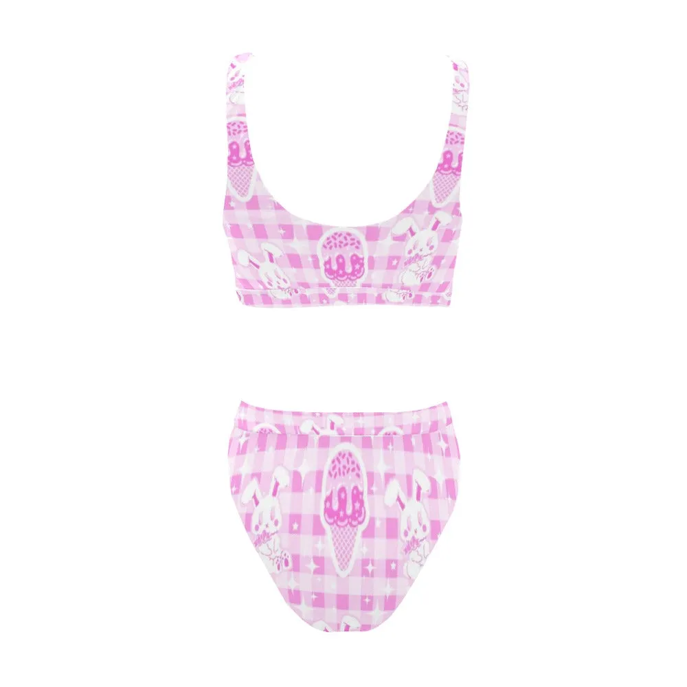 Sparkle Sweets Sport High-Waisted High-Cut Bikini Swimsuit Set