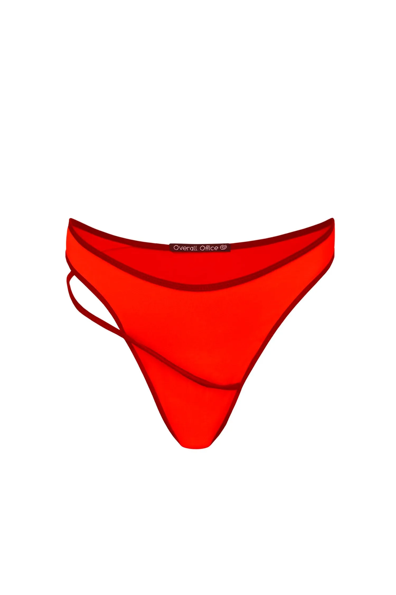 SPIRAL MID-RISE BIKINI BOTTOM / RED