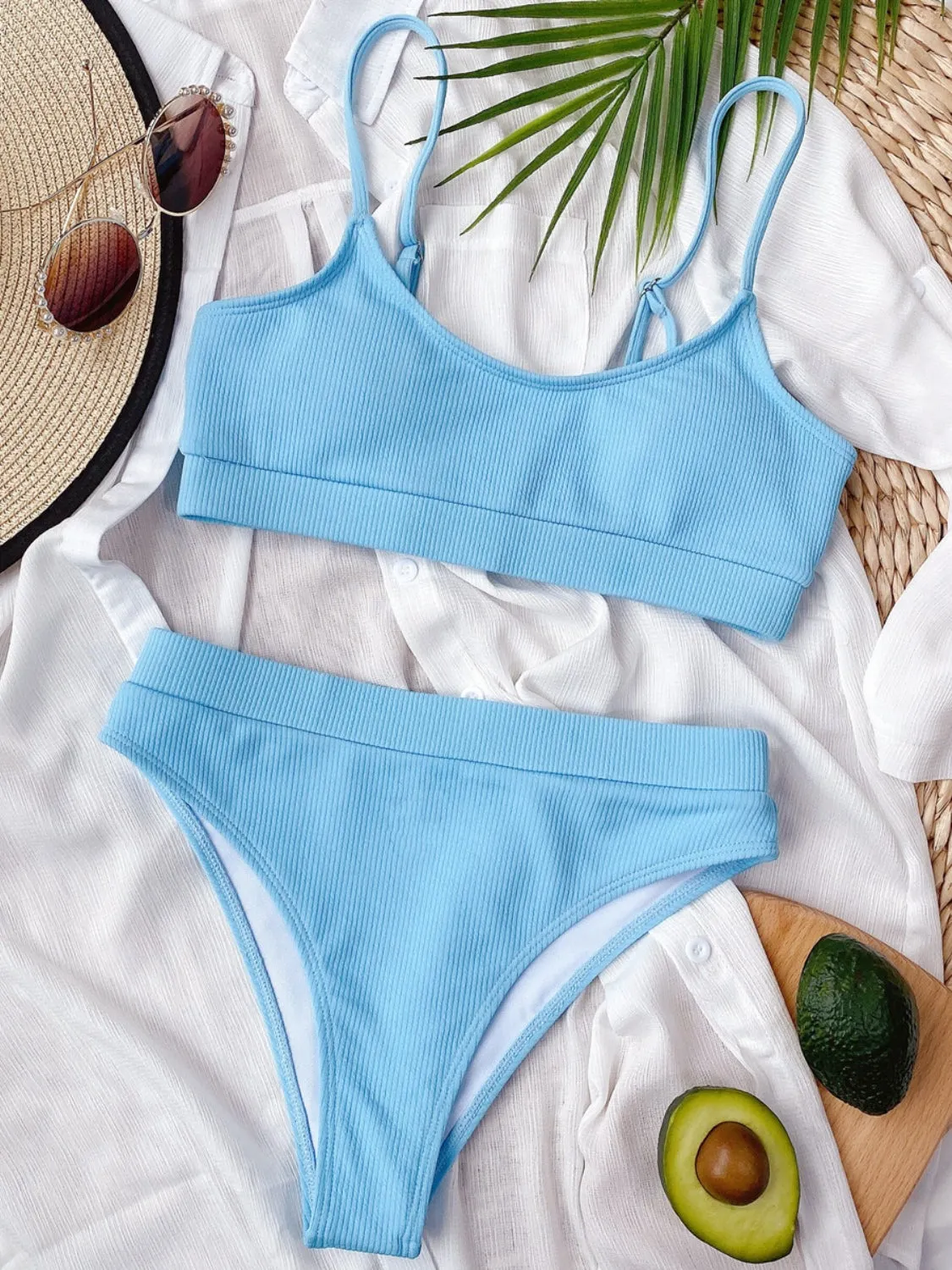 TEEK - Scoop Neck Spaghetti Strap Two-Piece Swim Set